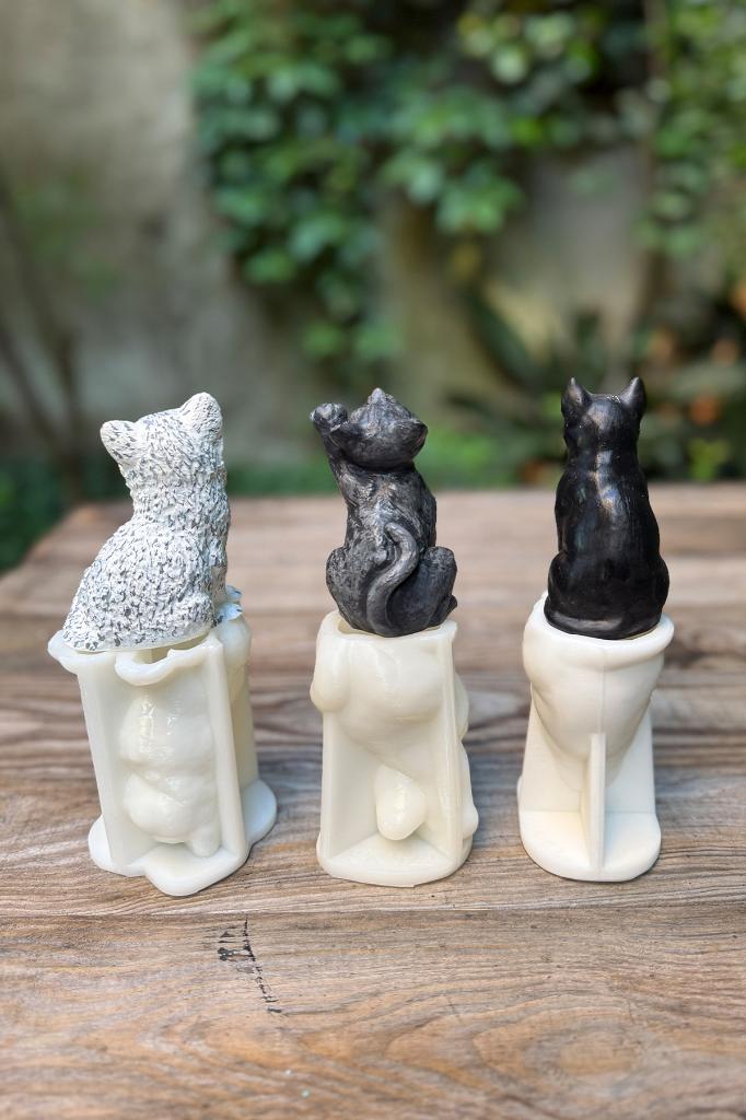 Kedi Silikon Üçlü Mum Kalıp Seti
