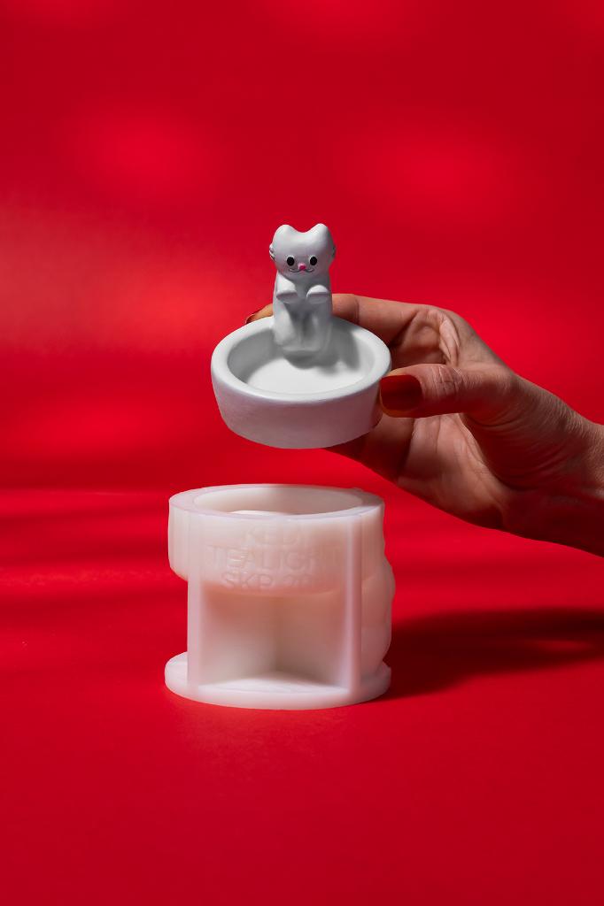 Kedi Tealight Mumluk Silikon Kalıp