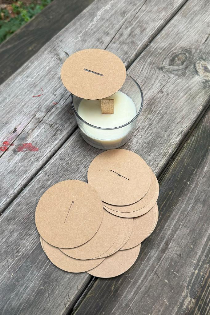 Candle Dust Covers 77mm Diameter 25mm X 2 mm Wooden Wick Slot 50 pcs
