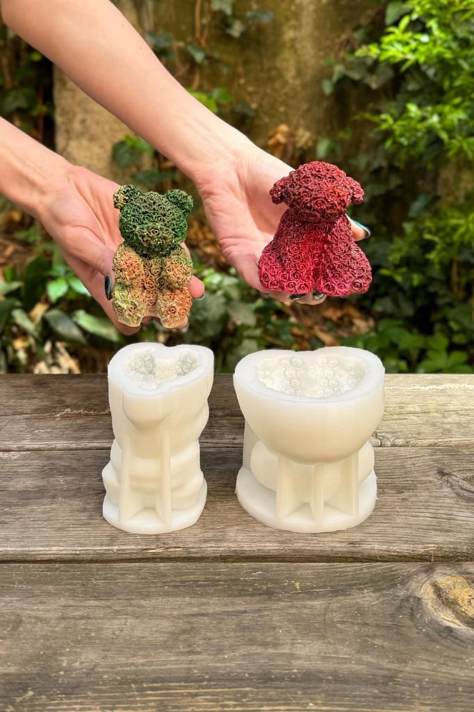 Rose Bear Ve Rose Dog İkili Silikon Mum Kalıp Seti