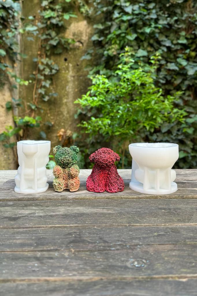 Rose Bear Ve Rose Dog İkili Silikon Mum Kalıp Seti