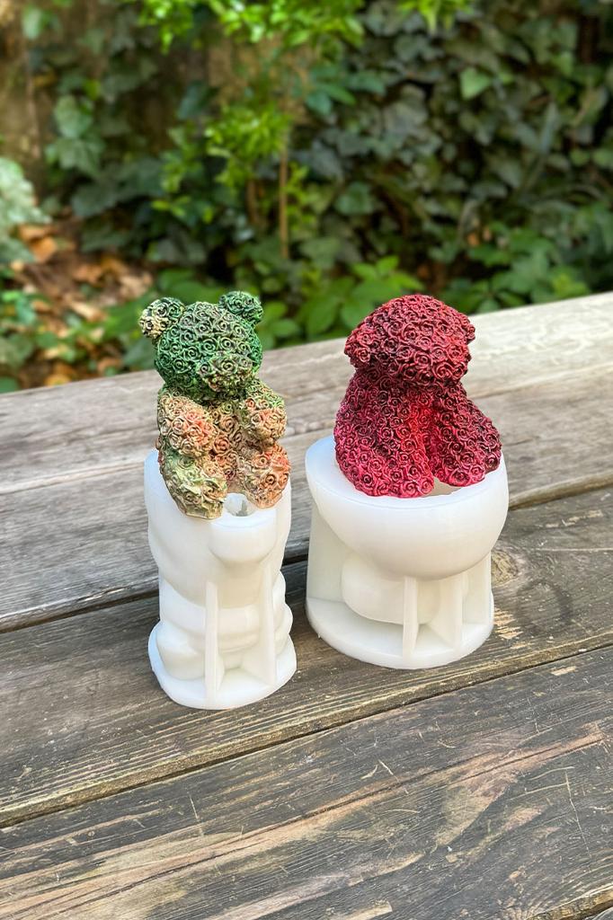 Rose Bear Ve Rose Dog İkili Silikon Mum Kalıp Seti