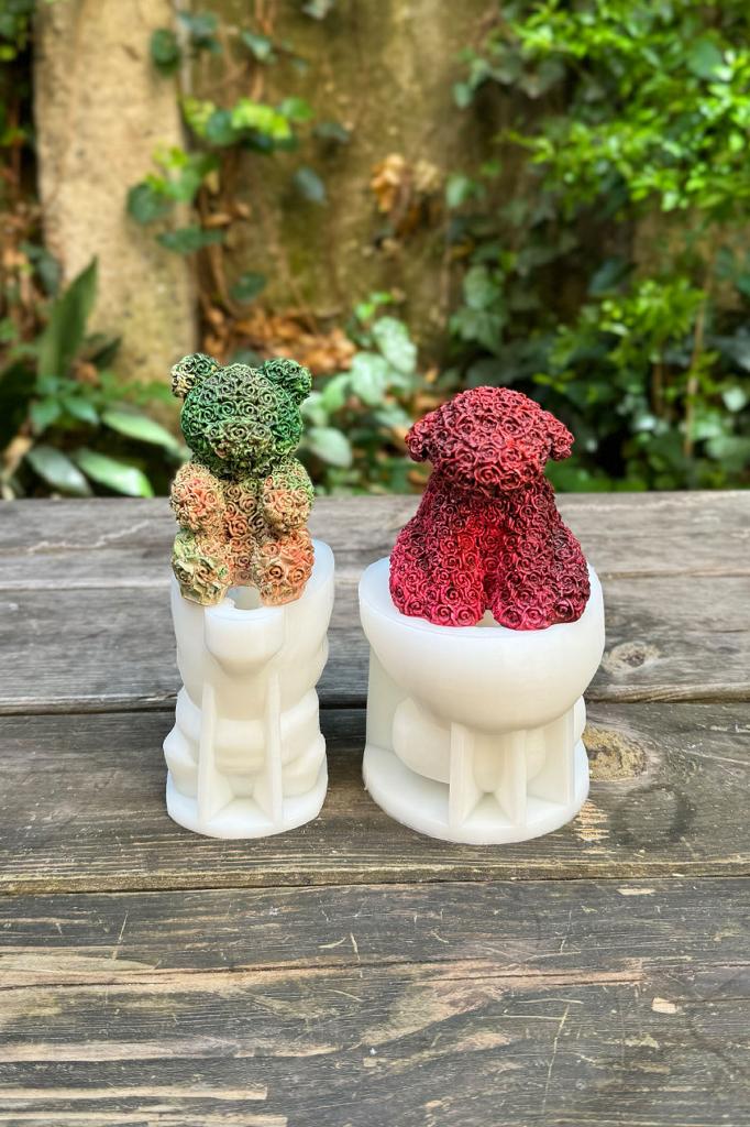 Rose Bear Ve Rose Dog İkili Silikon Mum Kalıp Seti