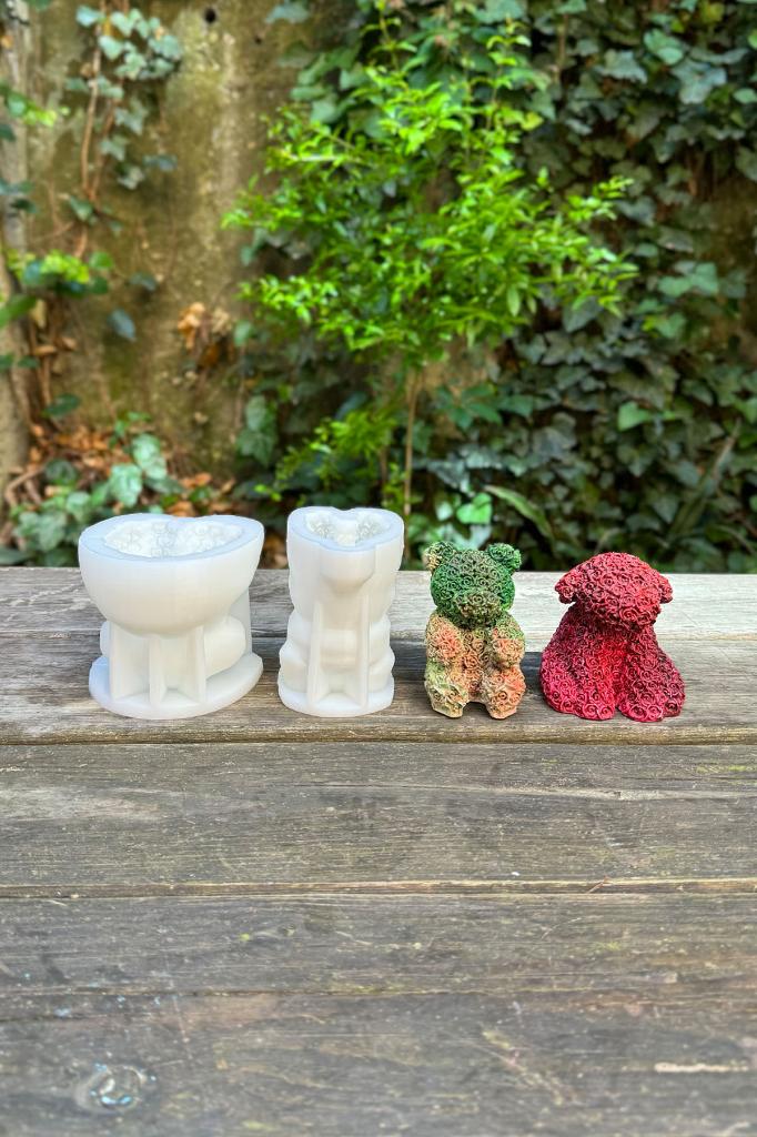 Rose Bear Ve Rose Dog İkili Silikon Mum Kalıp Seti