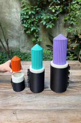Baton Dalgalı Üçlü Silikon Mum Kalıp Seti