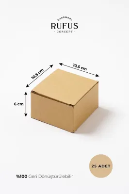 10,5X10,5X6cm Kilitli Kraft Kutu 25 Adet