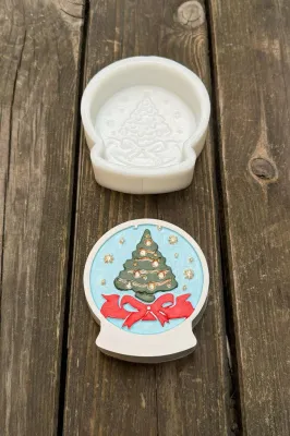 2D Kar Küresi Noel Ağacı Desenli Silikon Mum Kalıbı