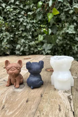 Fransız Bulldog Köpek Silikon Mum Kalıbı