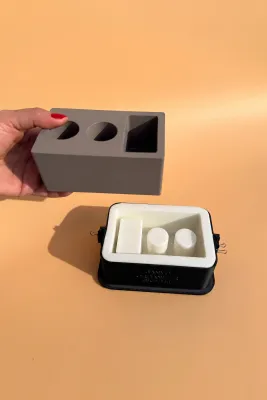 Banyo Organizer Üç Gözlü Silikon Kap Kalıbı
